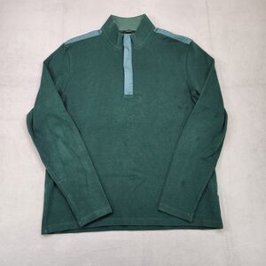 Hugo Boss Mens XL Sweater Knit Persano 100% Cotton 1/4 Zip Pullover Preppy Green